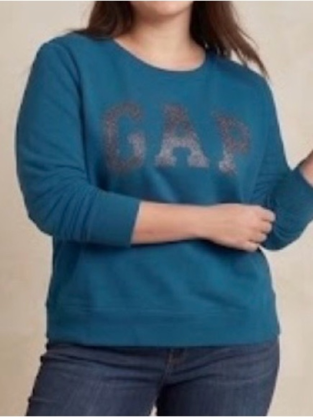 GAP Teal Crewneck Sweatshirt with Glitter Logo
